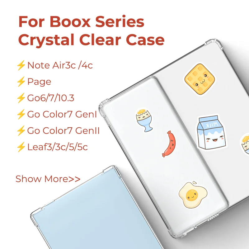 

Twosheep Clear Protective Case for Boox Compatible with Go7/Go Color7 GenII/Page/Go 10.3/Note Air4c/3c/Go6/Leaf3 E-book cover
