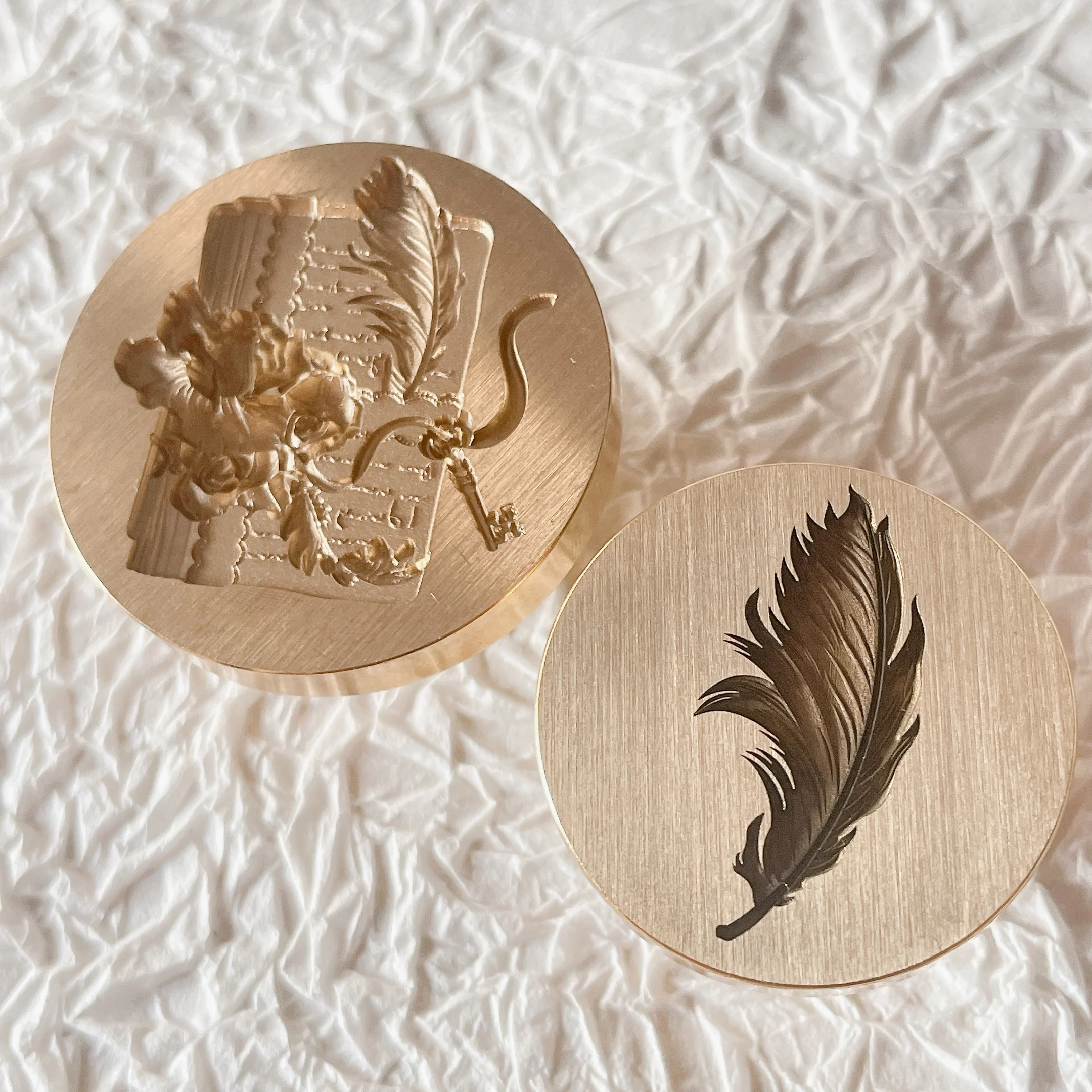 Personality Feather Fire Seal Seal Stamp Copper Head 3d Relief Children'S Stamp Kids DIY Toy Envelope Invitation Wax Seal Stamp