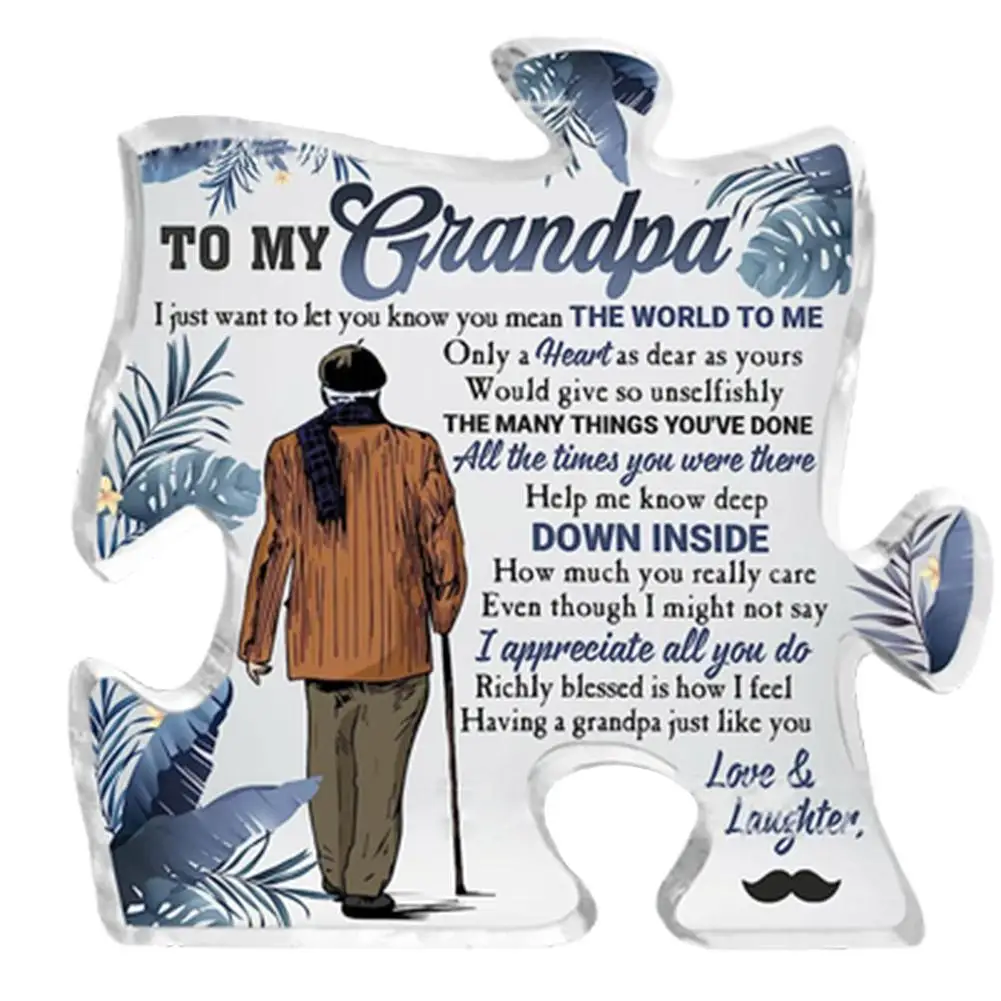 Memorable Grandma Puzzle Sign, Clear Acrylic Table Decor With Love From Grandson And Granddaughter Gifts For Mom Puzzle Acrylic