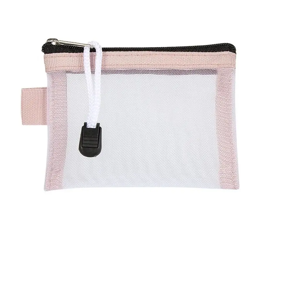 Mesh Cosmetic Bag Transparent File Bag Small Wallet Mesh Storage Bags Mini Zipper Pouch Small Coin Purse ID Credit Card Holder
