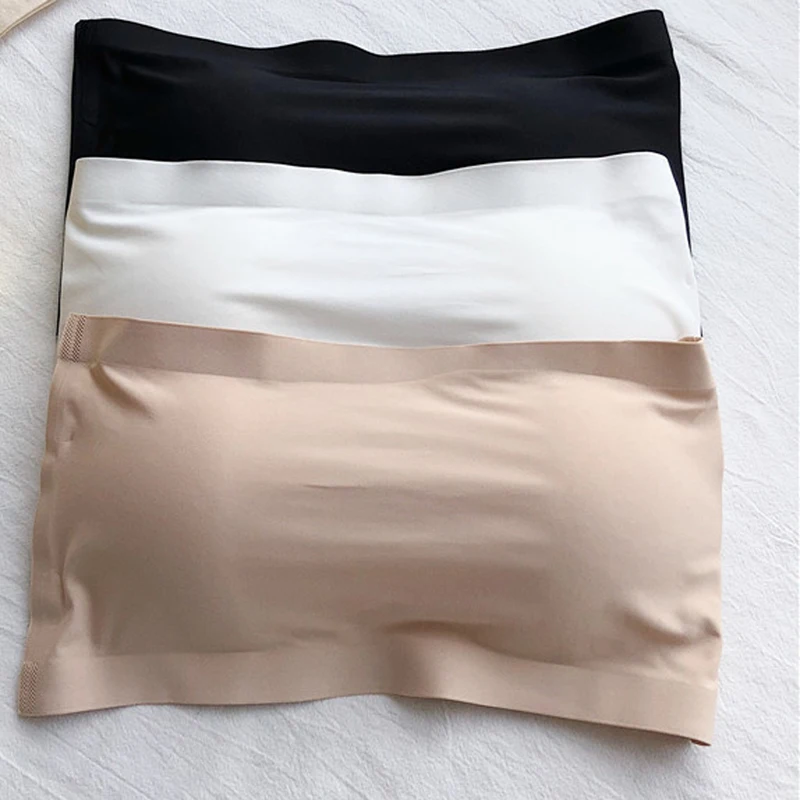 Seamless One-piece Tube Tops Women Removable Pads Intimates Basic Black/White/Skin Womens Strapless Bra Bandeau  Lingerie