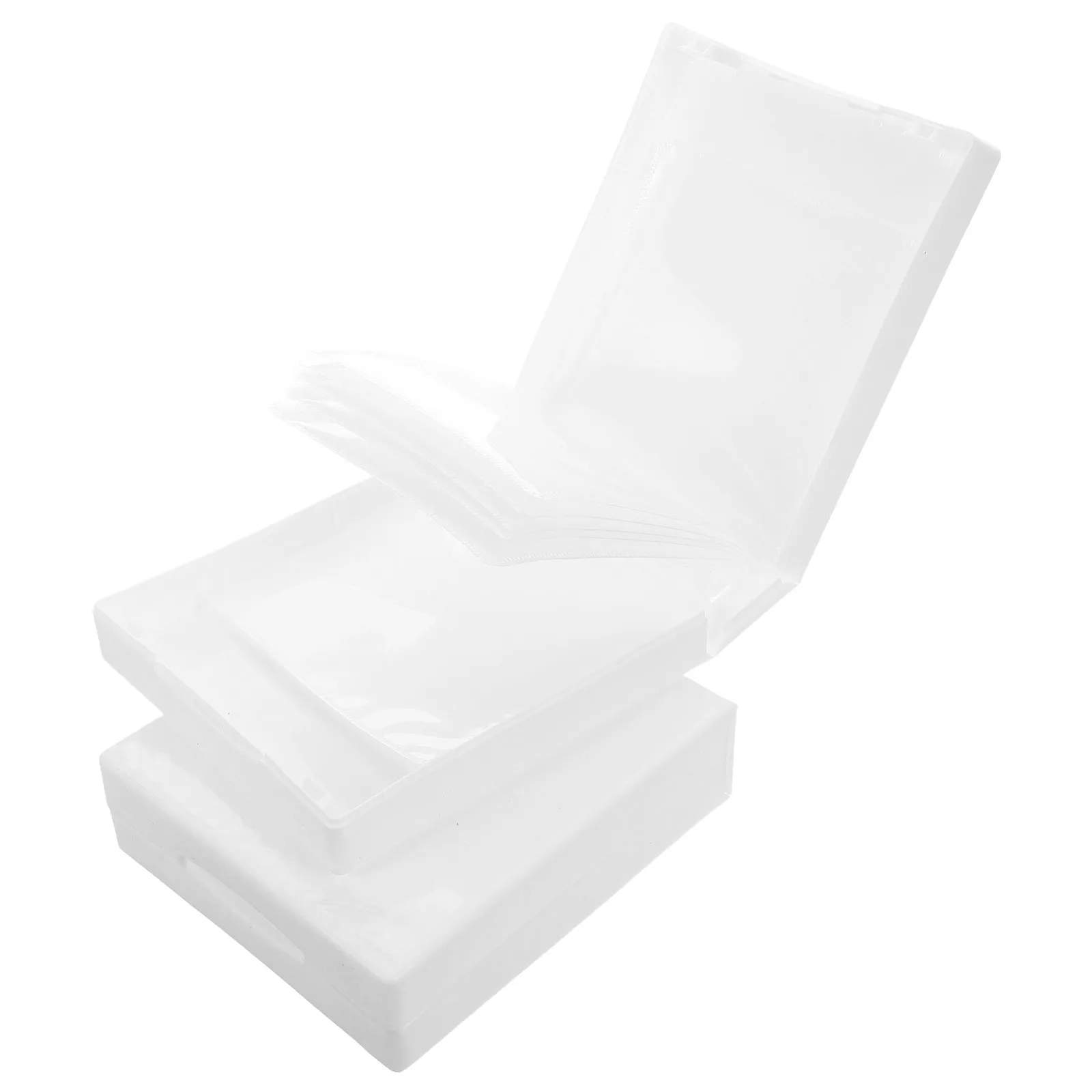 2Pcs White Disc Storage Box Plastic Hard Case Dvd Holder Scratch Protection Organizer for Home Office Dvd Storage Box