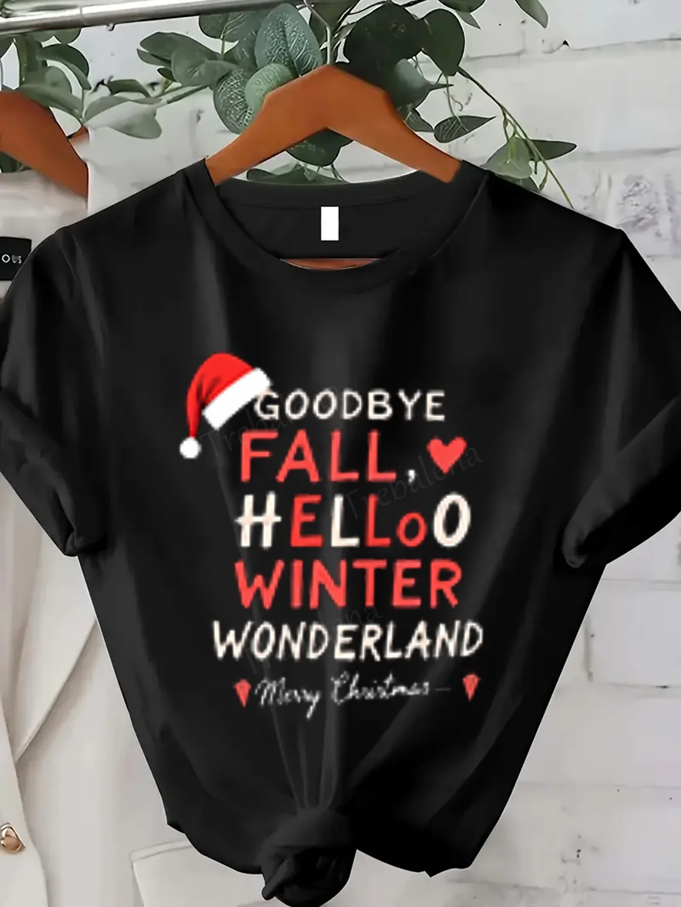 المرأة تي شيرت وداعا الخريف مرحبا الشتاء العجائب تي شيرت #1