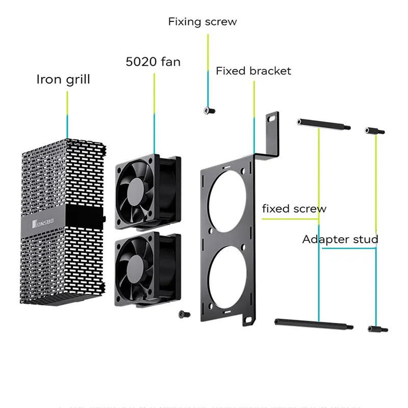 JONSBO NF-1 RAM Memory Module Cooling Radiator 4Pin PWM 5V 3PIN ARGB Dual 50mm Cooling Fan for DDR4 DDR5 Ram Cooler