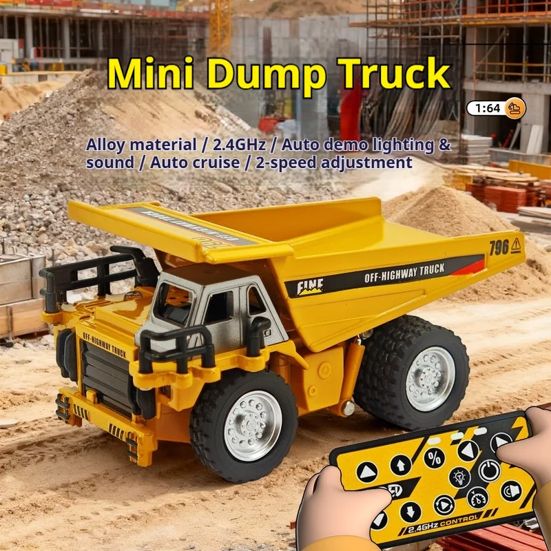 

Хит продаж: миниатюрная модель самосвала HG4-431 для мальчиков, радиоуправляемая инженерная машина, масштаб 1:64, из сплава металла.