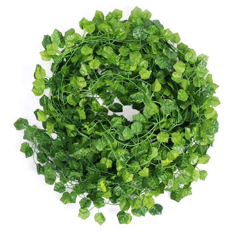 24 Strands Artificial Fake Grape Vines Ivy Leaves With 6 Strings Grapes For Wedding Party Home Wall Decoration