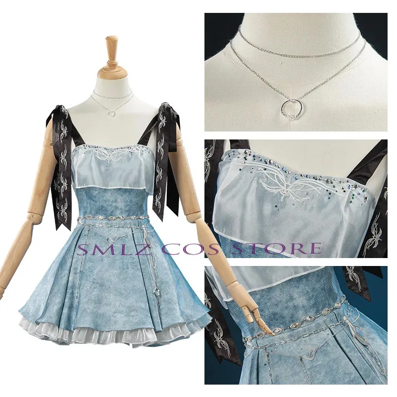 2025 لعبة الحب والمساحة العميقة Mc Player تأثيري شيا Yizhou Caleb زوجين عيد ميلاد فتاة الأزرق بروتيل فستان دعوى للمرأة الفتيات التزلج