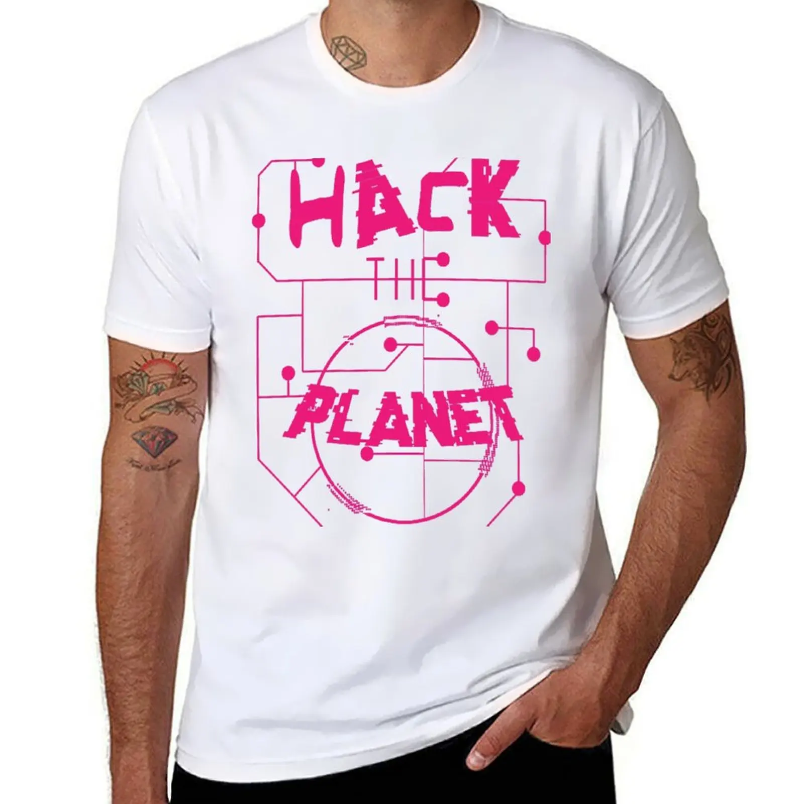 Hack the Planet Typography T-Shirt t shirt man plain printed t shirts for man T-Shirt