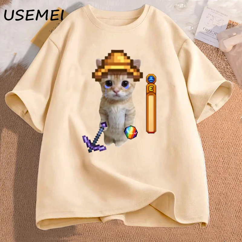 Stardew Valley El Gato T Shirt Mens Clothes Streetwear High Quality Cotton Short Sleeve Game Graphic T Shirts Streetwear Tees