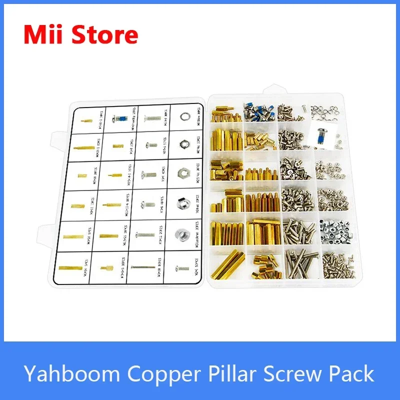 Yahboom 532PCS M3 M2.5 M2 Brass Hex Spacer Copper pillar Screws Nuts and washers Assortment Set Kit for DIY kit learning