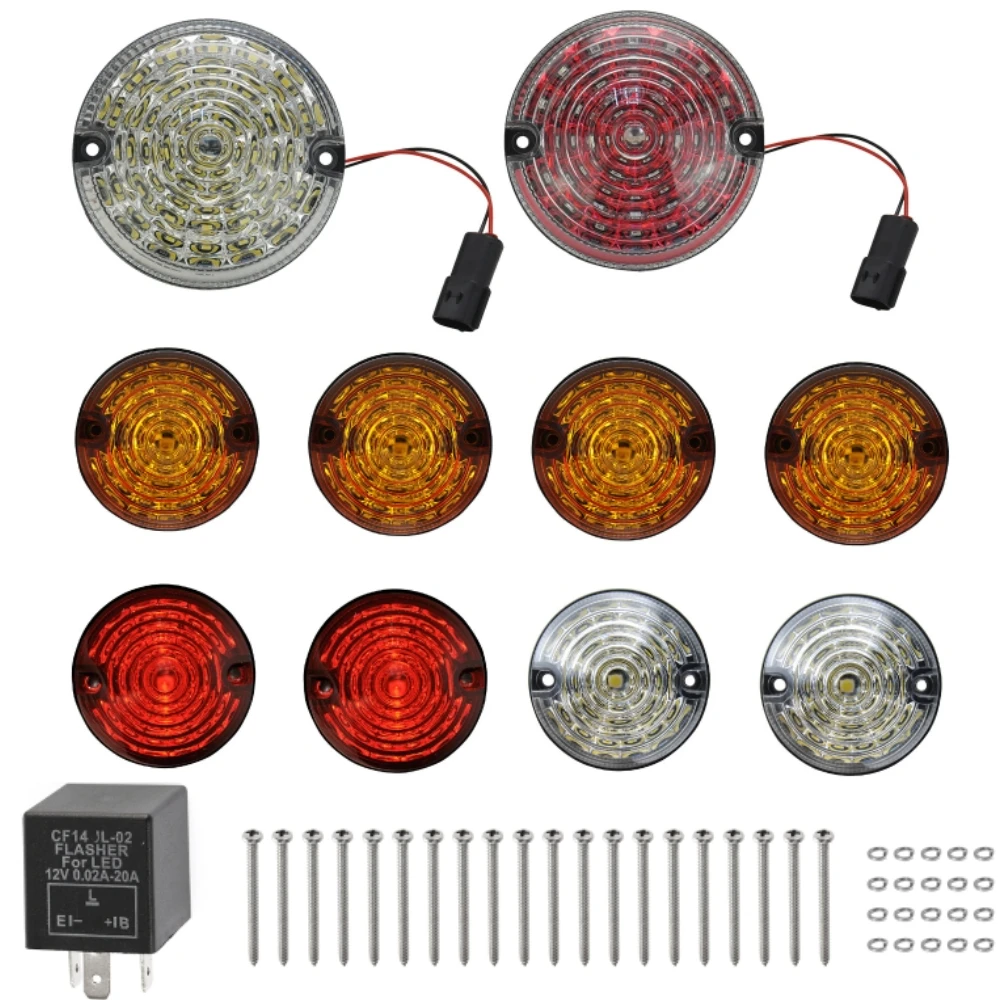 

10pcs/set LED Car Indicator Light Upgrade Kit For Land Rover 90/110 1983-1990 Defender 1990-2016 Reversing Turn Signal Fog Lamp