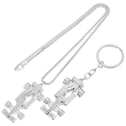 Mini F1 Racing Keychain Necklace Simulation Model Pendant Creative Small Gift Rings Car Bag Hanging