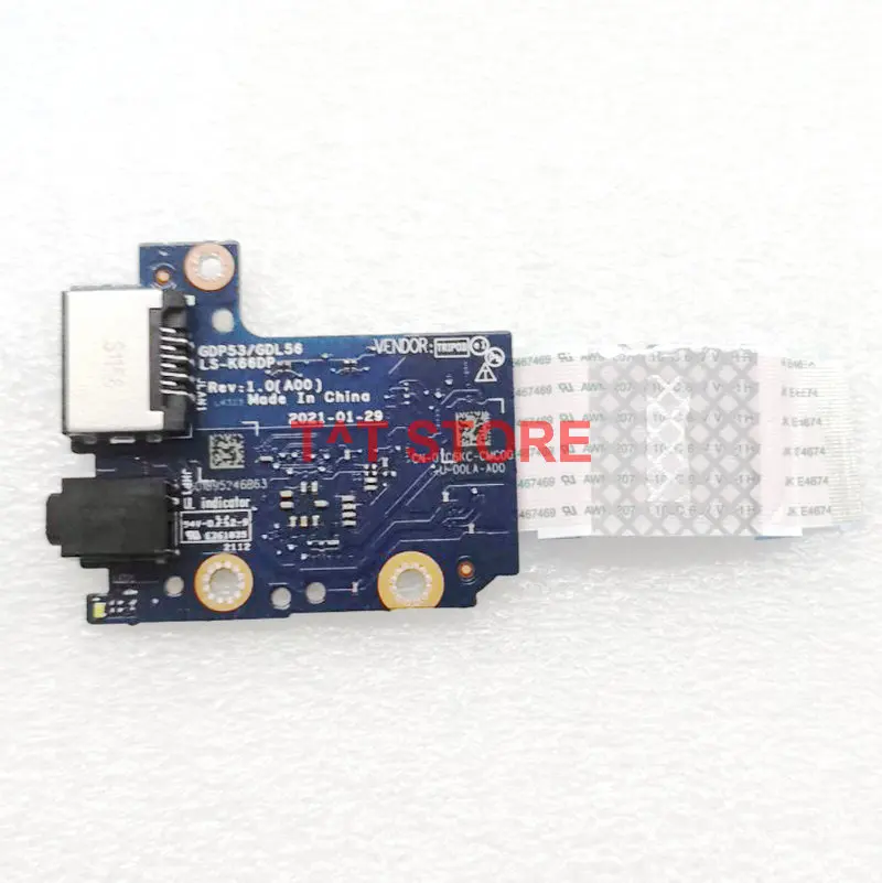 

original For Dell G15 5515 5511 5510 Audio Ethernet LAN RJ45 PORT board with cable GDL55 LS-K66DP 07C6KC test well free shipping