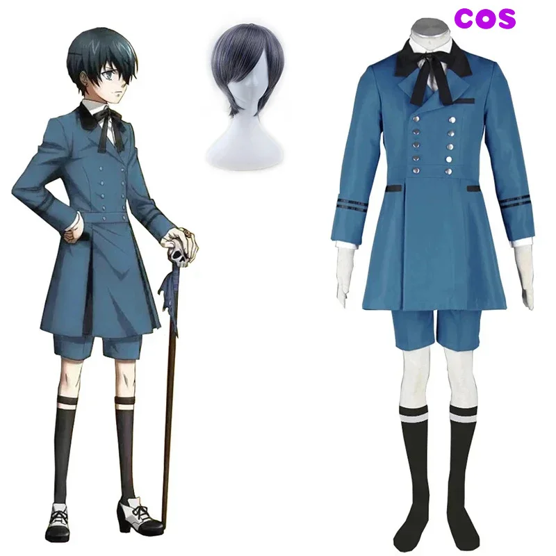 A Black Butler kuroshitsuji Ciel Phantomhive Cosplay Costume emboitement Sebasti Kuroshitsuji Aristocrat Cosplay Costume and wig