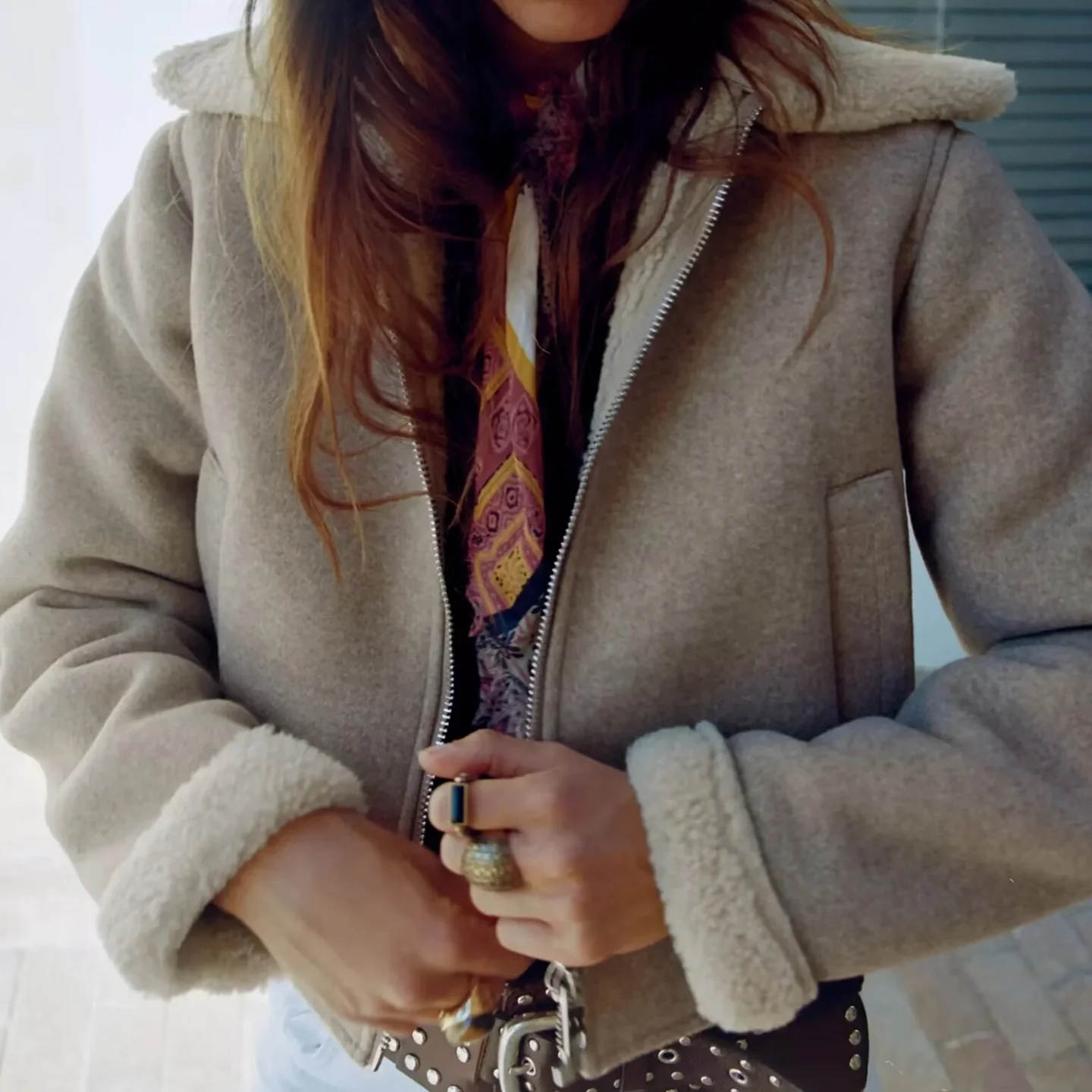 Chaqueta de Mujer Z, Estilo Casual, Combinable con Todo, de Cuero y Piel Sintética, Manga Larga, Cierre de Cremallera, L...