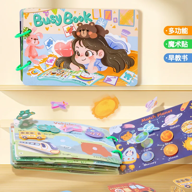 

Quiet Stick-On Activity Book for Busy Kids Children's Treasure Handmade Sticker Book Montessori Early Learning Educational Toy