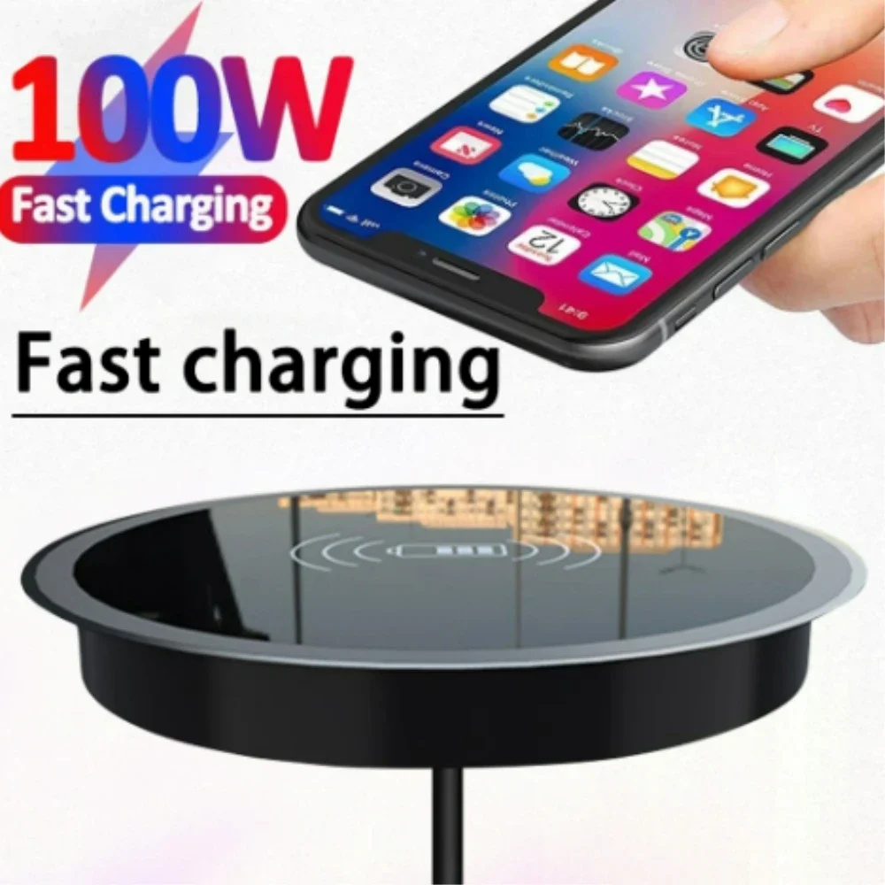 5-100W Desktop Wireless Charger Embedded Fast Charging Induction Charger For QI iPhone Samsung Huawei Xiaomi Smartphone