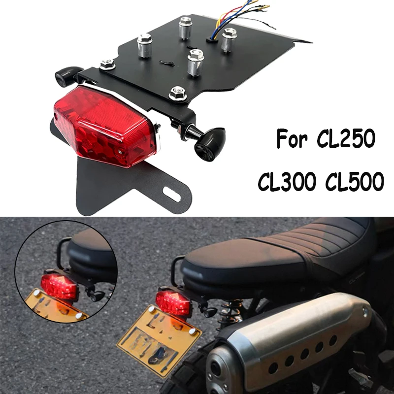 support-de-plaque-d'immatriculation-de-moto-eliminateur-de-garde-boue-arriere-lumiere-led-pour-honda-cl250-cl500-cl-250-500