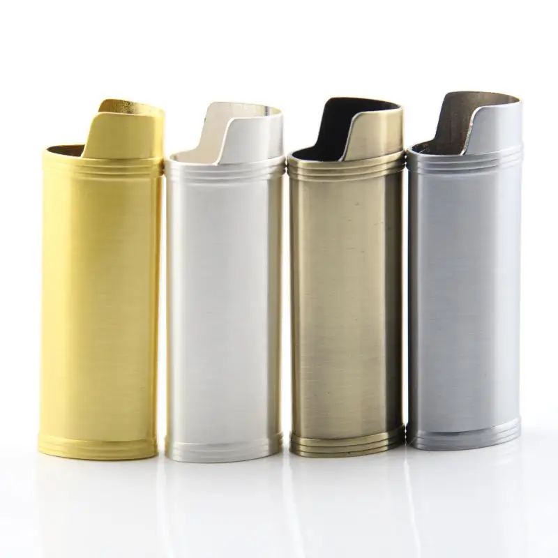 A set of Metal Full Size Lighter Case Large Cover For Bic Lighter J6 Bic Lighter Accessories