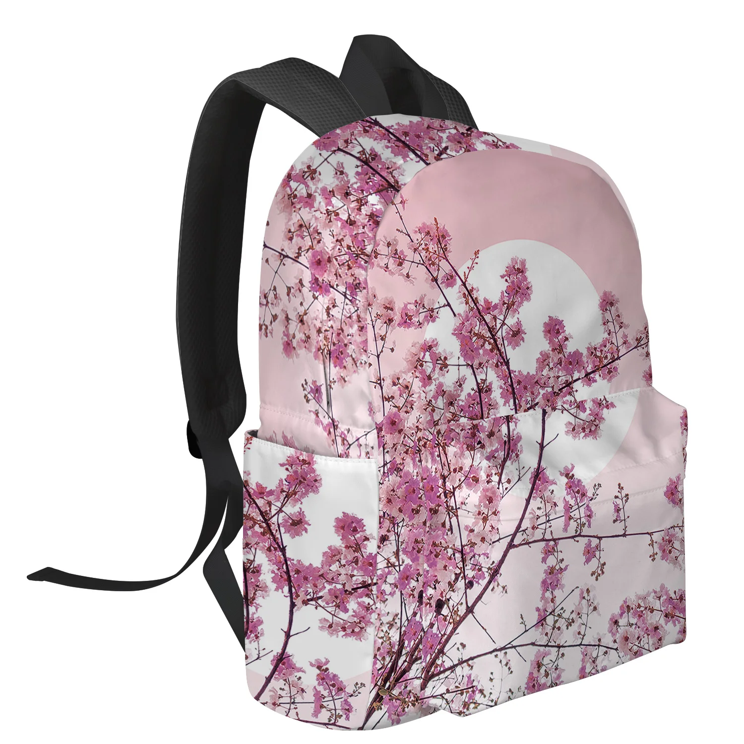 Sacos escolares estilo japonês para homens e mulheres, Cherry Tree Moon, mochila para laptop personalizada, viagem, estudante