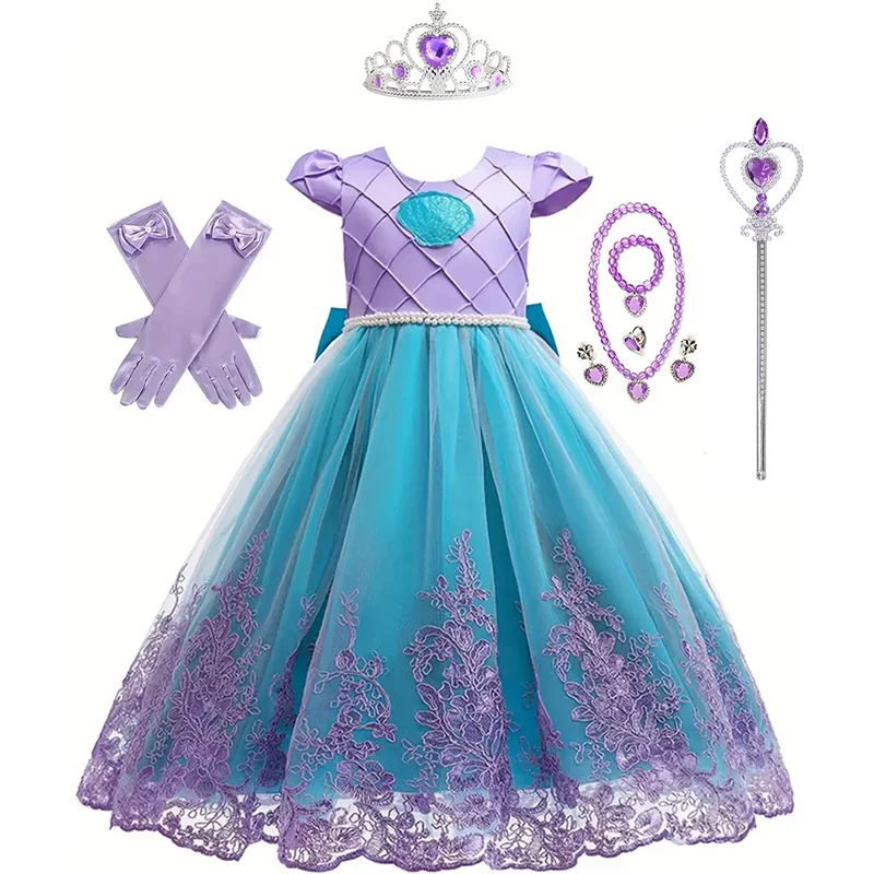 Costume de Sirène Cosplay de Carnaval pour Enfant, Robe Tutu de Princesse à Motif de Coquillage, avec Accessoires, pour ixd'Anniversaire sur le Thème de la Mer