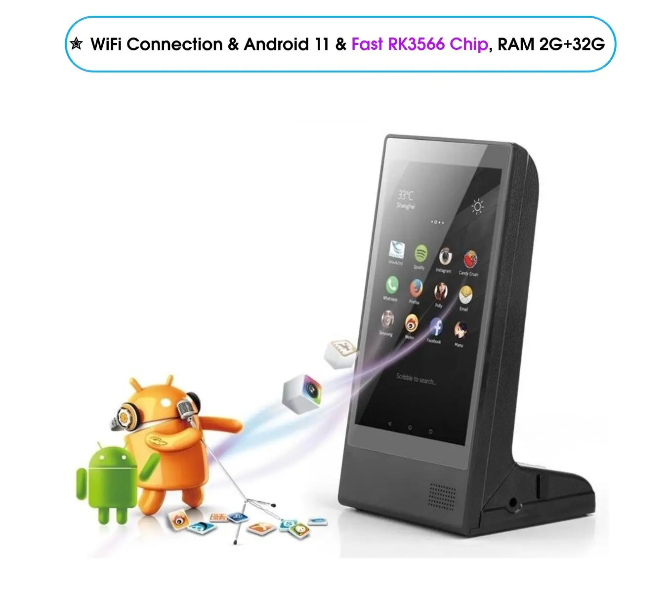 FYD-898 مطعم بار ذكي صغير LCD أندرويد واي فاي مراقب عن بعد CMS طاولة محمولة القائمة الرقمية عرض الإعلان