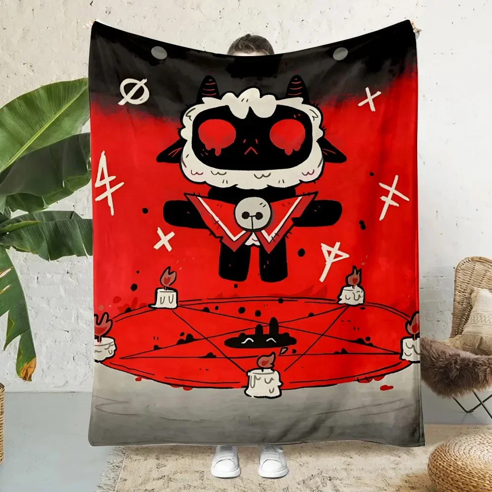 2026 Cartoon Anime Game Cult Of The Lamb Printed Picnic Blankets Warm Blanket Soft And Comfortable Blanket Home Travel Birthday