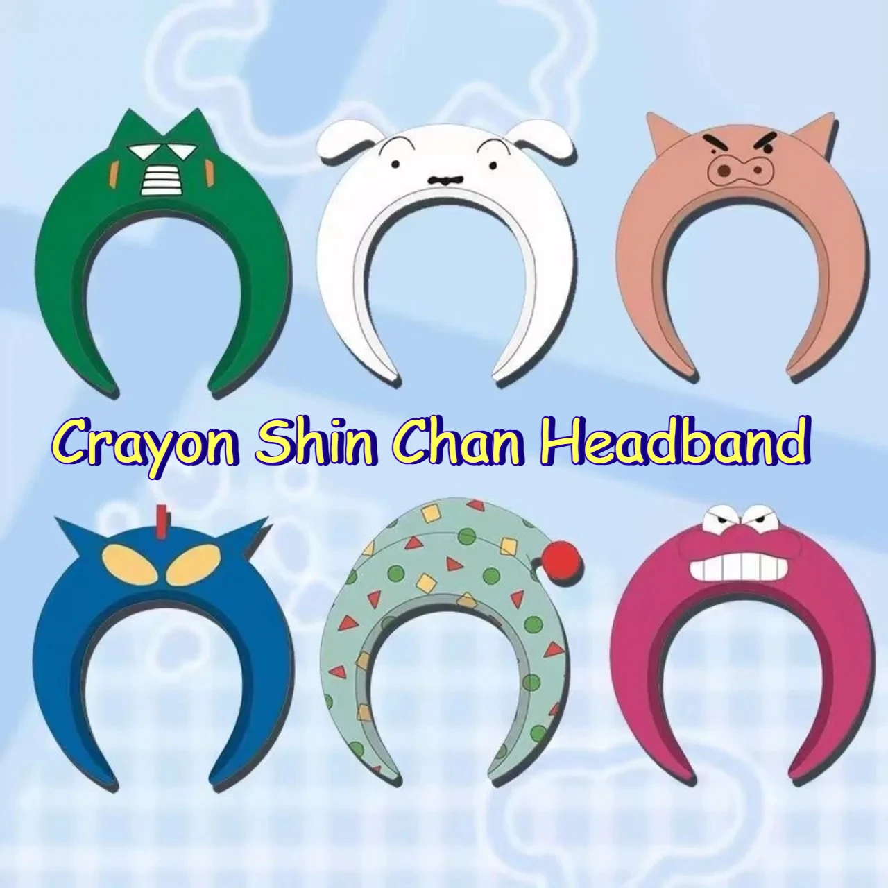 Figura de Anime Crayon Shin Chan, Diadema Kawaii de Dibujos Animados, Shinchan Nohara Shiro Action Kamen, Decoraciones para el Cabello, Horquilla, Adorno, Regalo