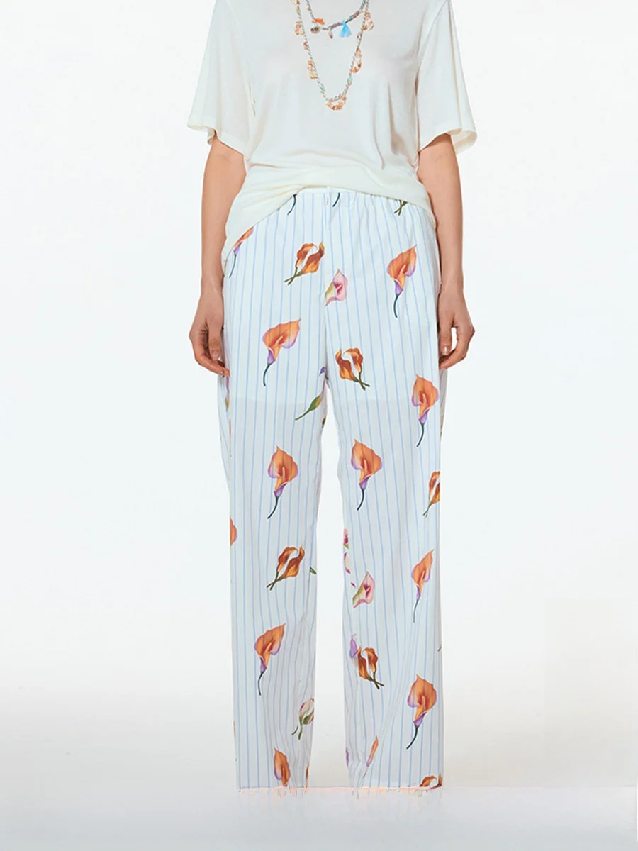 

Брендовые брюки в полоску с принтом ранней весны DEARSOCUTE, бутиковые повседневные прямые брюки с ручной завязкой из смеси хлопка