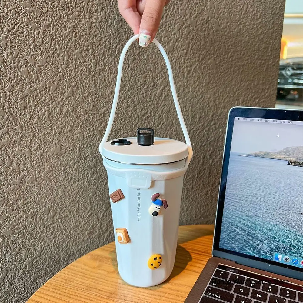 Silicone Water Bottle Handle Insulated Tumblers Coffee Mug Dia 85 to 100mm Portable Leakproof Cup Parts for Tyeso 600ml/40oz