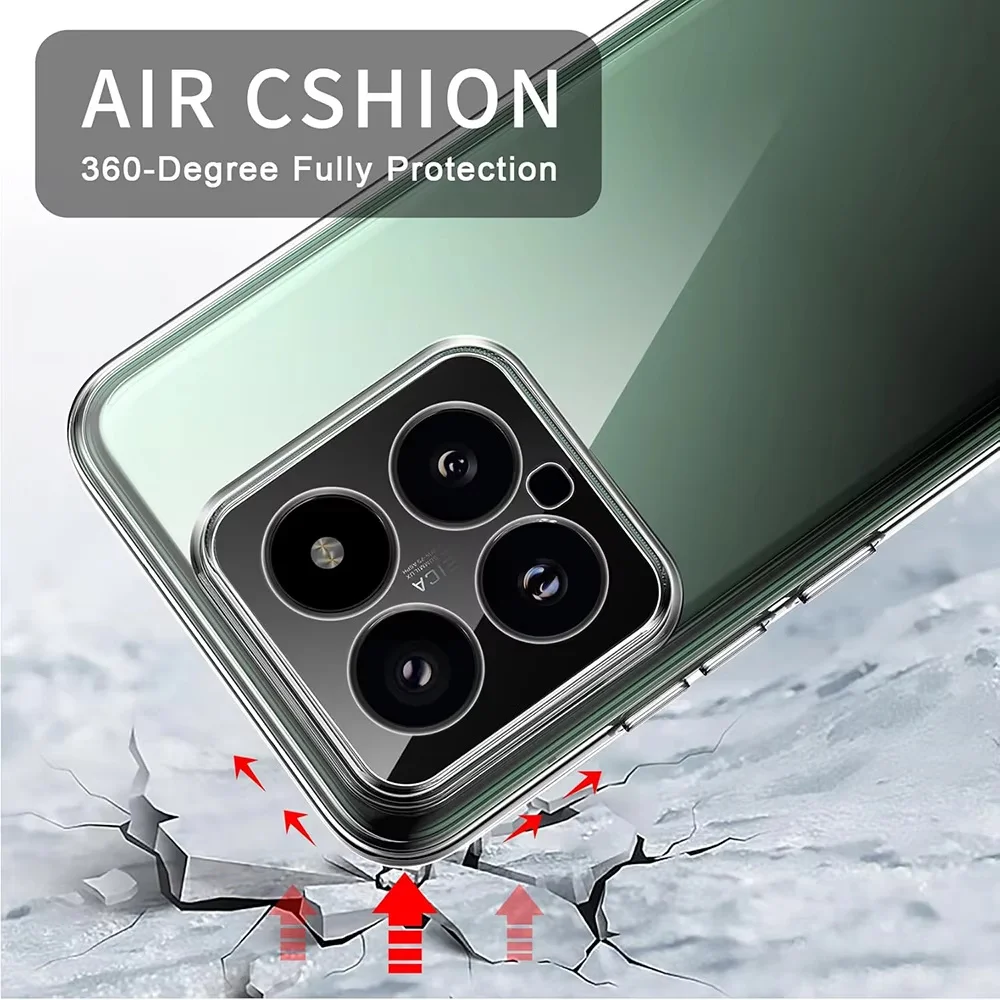 Прозрачные силиконовые противоударные чехлы для телефонов для Xiaomi 14 13 12 12S 11 14T 13T 12T 11T 10T Pro Ultra, полный защитный чехол для камеры