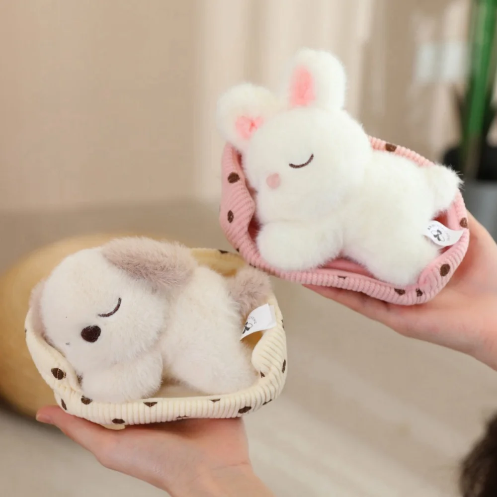 

14cm Sleep Animal Plush Toys Cartoon Lying Flat Cat Dog Fox Rabbit Pig Doll Stuffed Animal Toys Desktop Decoration