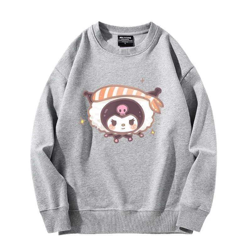 

Модный свитшот Sanrio с мультяшным персонажем Синаморолл, осень 2026, новинка, для девочек, повседневный пуловер, свободный крой, сохраняет тепло, парный образ, корейский подарок