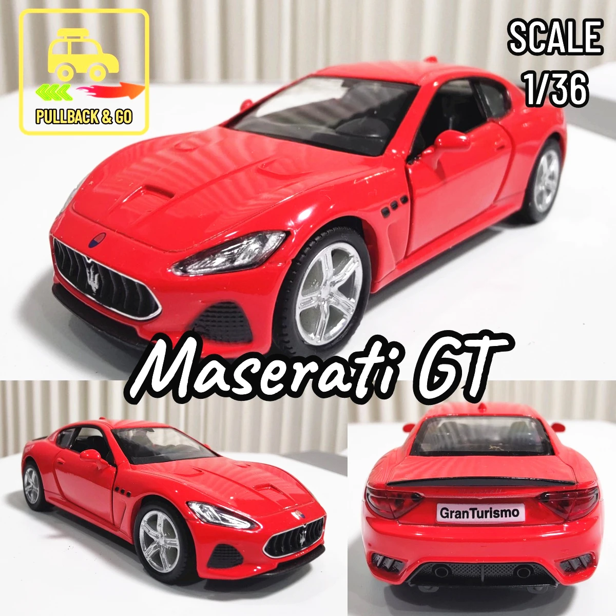 1:36 Metal Diecast Car Model Repilca Maserati Gran Turismo MC Scale Miniature Collection Vehicle Hobby Kid Toy for Boy Xmas Gift