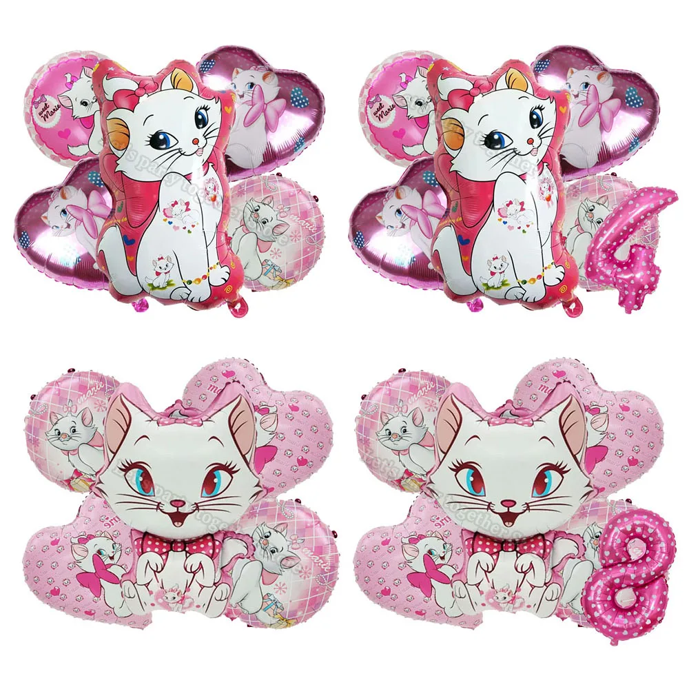 

Disney Marie Cat 32inch Number Foil Balloon Set Girl Princess Favor Gift 5-6Pcs Aluminium Film Globos Party Supplies Decoration