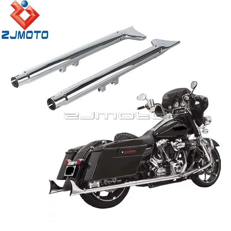 Motorcycle Iron Material Fishtail Exhaust Mufflers For Harley Softail Cross Bones Custom Standard FLSTSB FXSTI 2007-2017 Chrome
