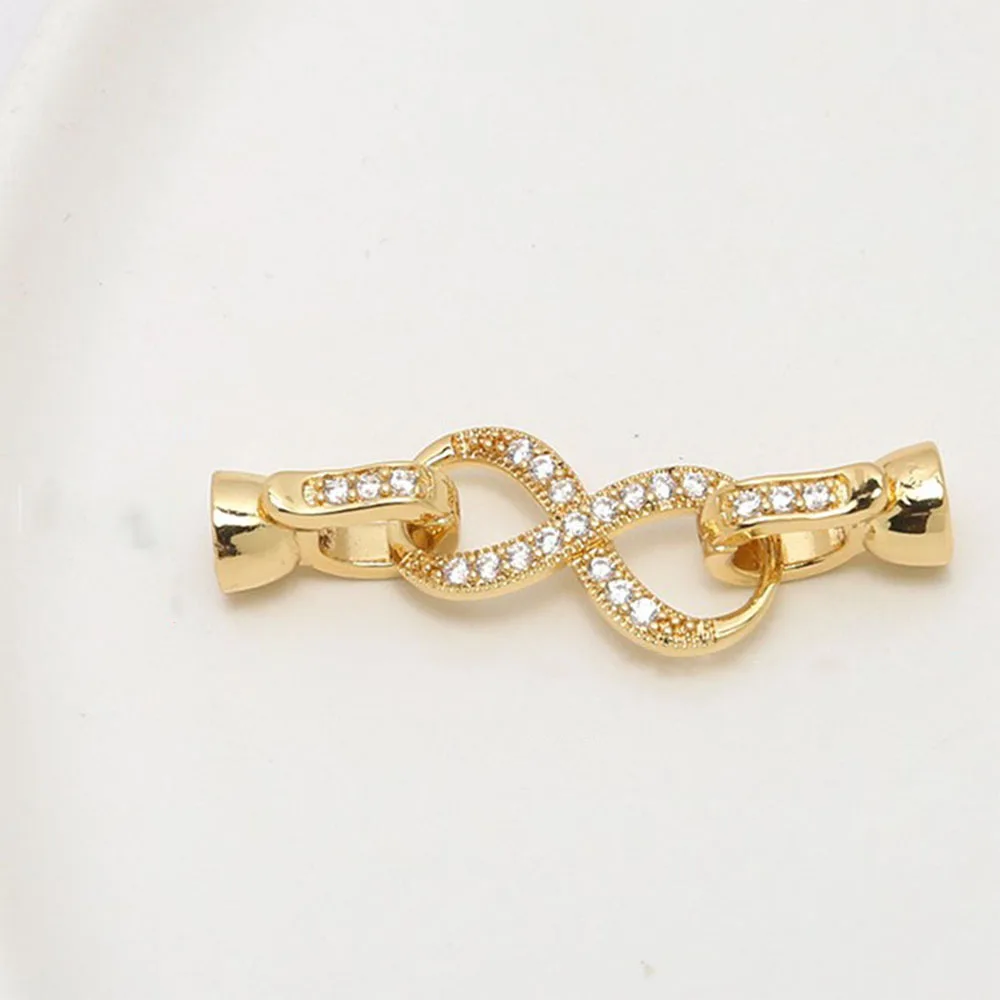 A DIY infinite symbol single row bracelet necklace buckle connection buckle copper micro inlaid synthetic zircon DIY handmade sw