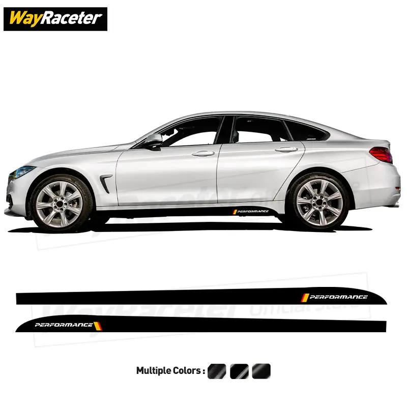 

2 Pcs M Performance Styling Car Door Side Skirt Stripes Stickers Body Decals For BMW F32 F33 F36 4 Series 435i 428i Accessories
