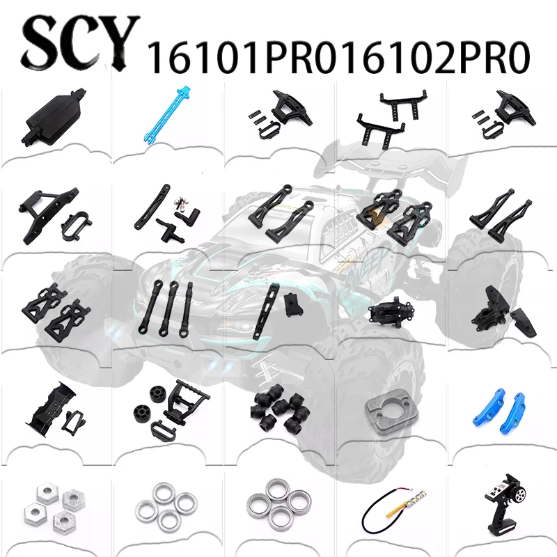 Peças Automotivas RC SCY 16101 PRO 16102 PRO: Eixo de Direção, Engrenagem, Rolamento, Haste de Tração, Copo de Direção, Braço Oscilante, Motor - Alta Qualidade