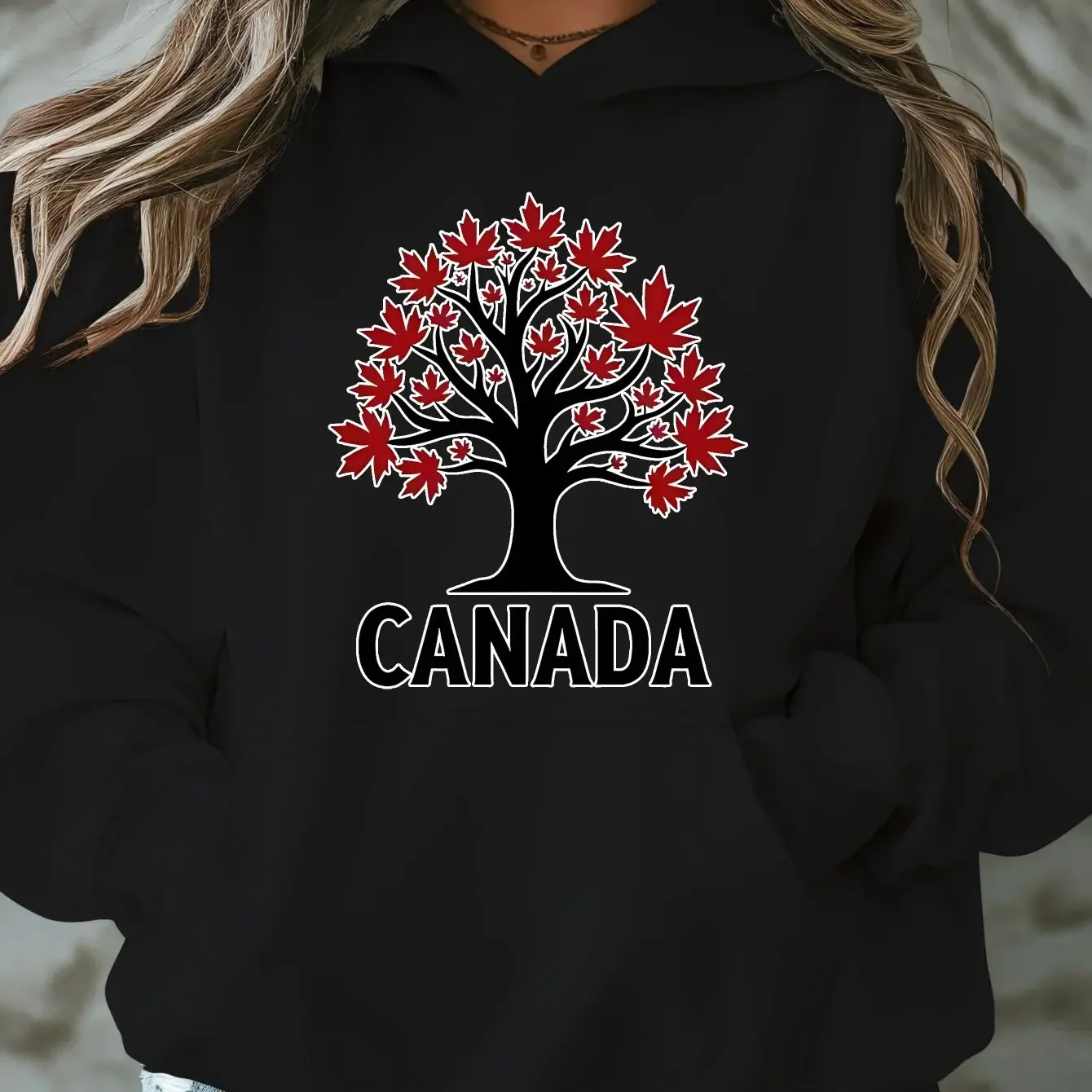 New autumn and winter men's and women's long sleeved hooded sweatshirt, with money noodle tree print suitable for daily leisure