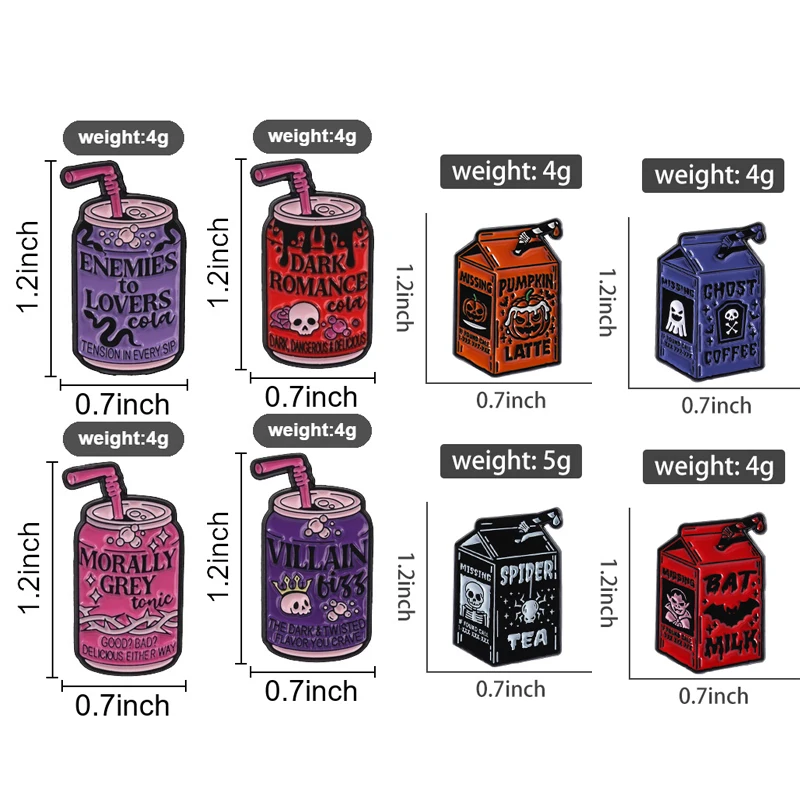Halloween Skull Juice Dark Romance Novel Soda Can Badge Enemies To Lovers Cola Soda Can Enamel Pin Bag Lapel Brooch Punk Jewelry