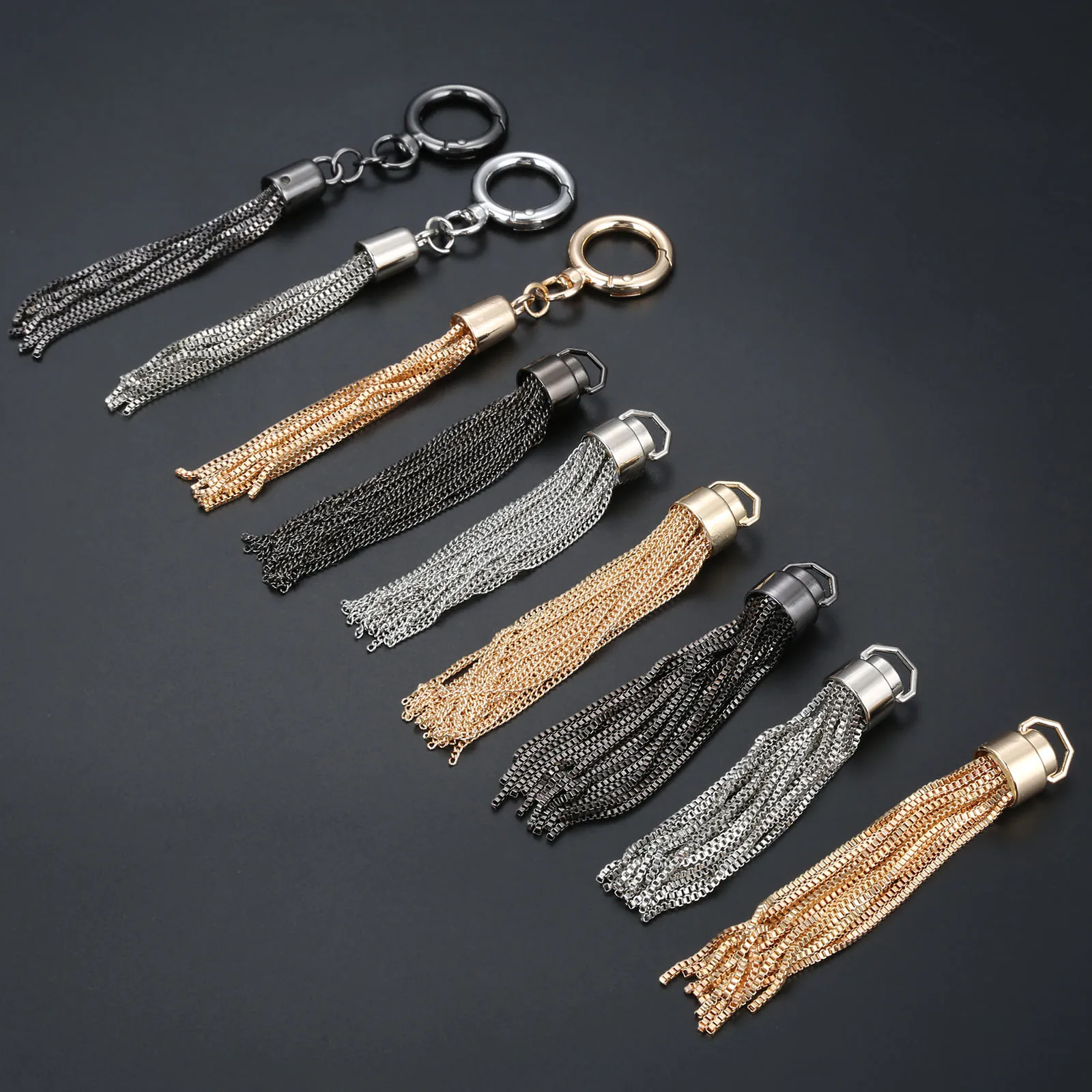 1 PC Metal Chain Tassel Leather Bags Jewelry Curtain Garments Decorative Accessories DIY Key Cell Phone Bag Fringe Trim Tassels