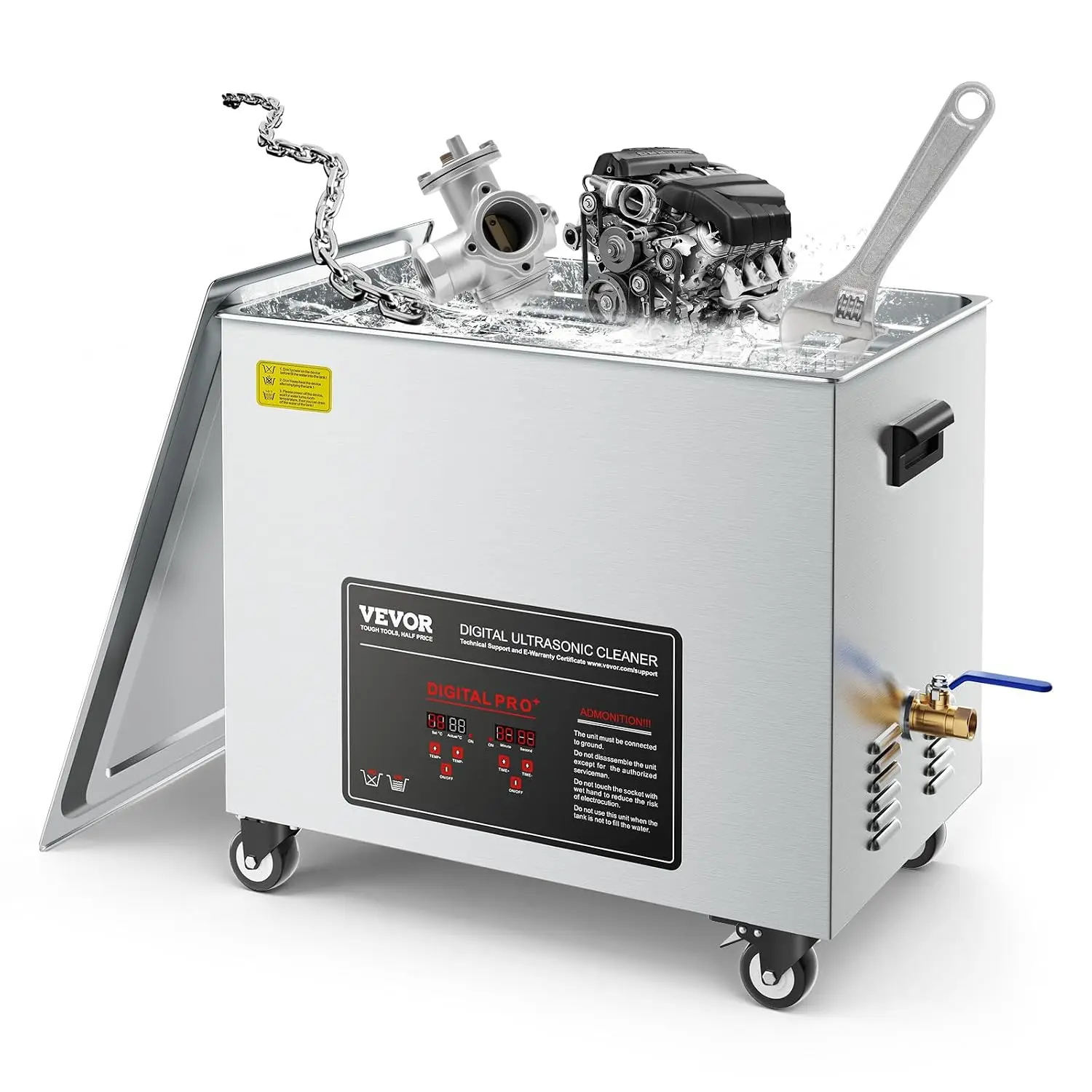 50L Ultrasonic Cleaner, Professional Ultrasonic Cleaner Machine with Cleaning Basket & Digital Display, 840W Stainless Steel Lar