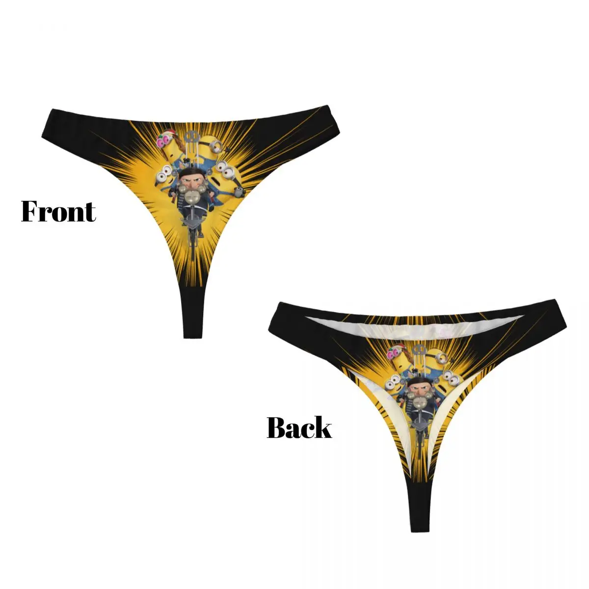 Custom Minions Riding Anime Cartoon G-string Panties Women Comfort Thong Underwear