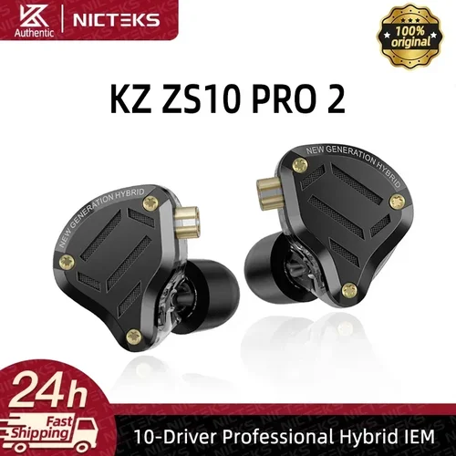 KZ ZS10 Pro 2 controlador dinámico de alto rendimiento auriculares de Metal HIFI en la oreja auriculares bajos cancelación de ruido juego de música auriculares con cable