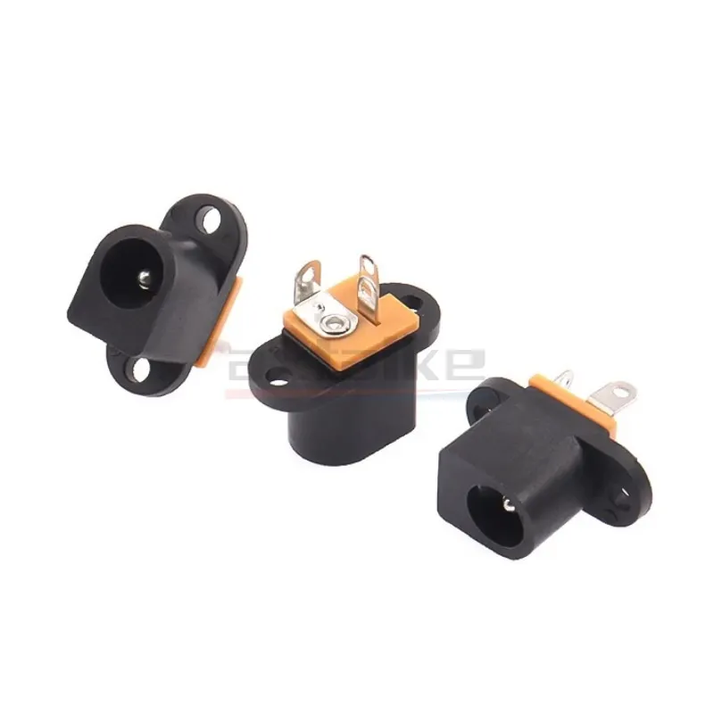 10 peças DC-017 5.5mm * 2.1mm dc fêmea tomada de alimentação com furo de parafuso de orelha 5.5*2.1 dc soquete adaptador conector jack dc017 5.5x2.1