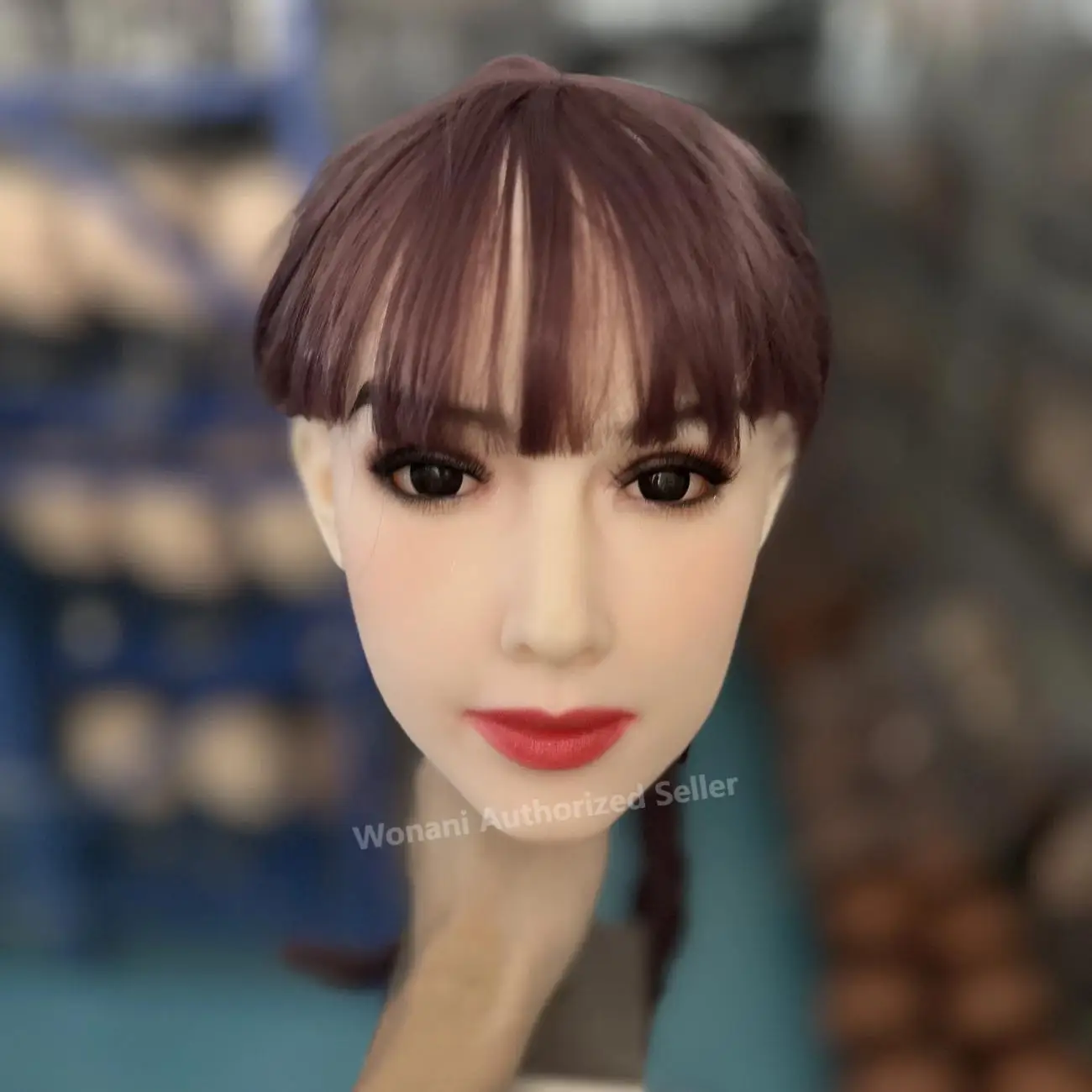 【วอนานี】หุ่นจำลองช่องปากเกรดอาหาร TPE หัวใหญ่ รุ่น W10 ข้อต่อแบบเกลียว M16 ปากเปิด พร้อมวิกผมและรูม่านตา-1323