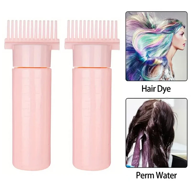 2pcs Salon Hair Oil Applicator Bottle Professional Hairdressing Dyeing Comb Bottles 180ml Hair Root Coloring Combs Applicator