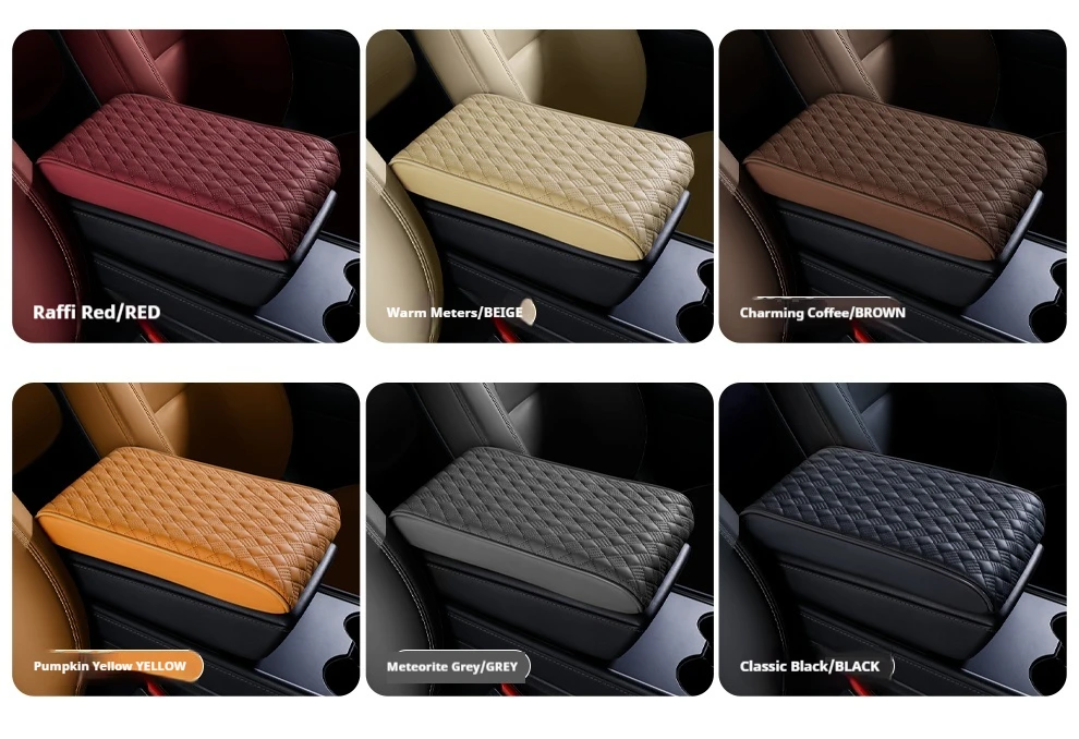 Premium Rote Leder-Autoarmlehnenauflage | Verstellbarer Armaturenbrett-Organizer mit ergonomischem Design | Mehrfarbige Innenausstattung U – Detail 4