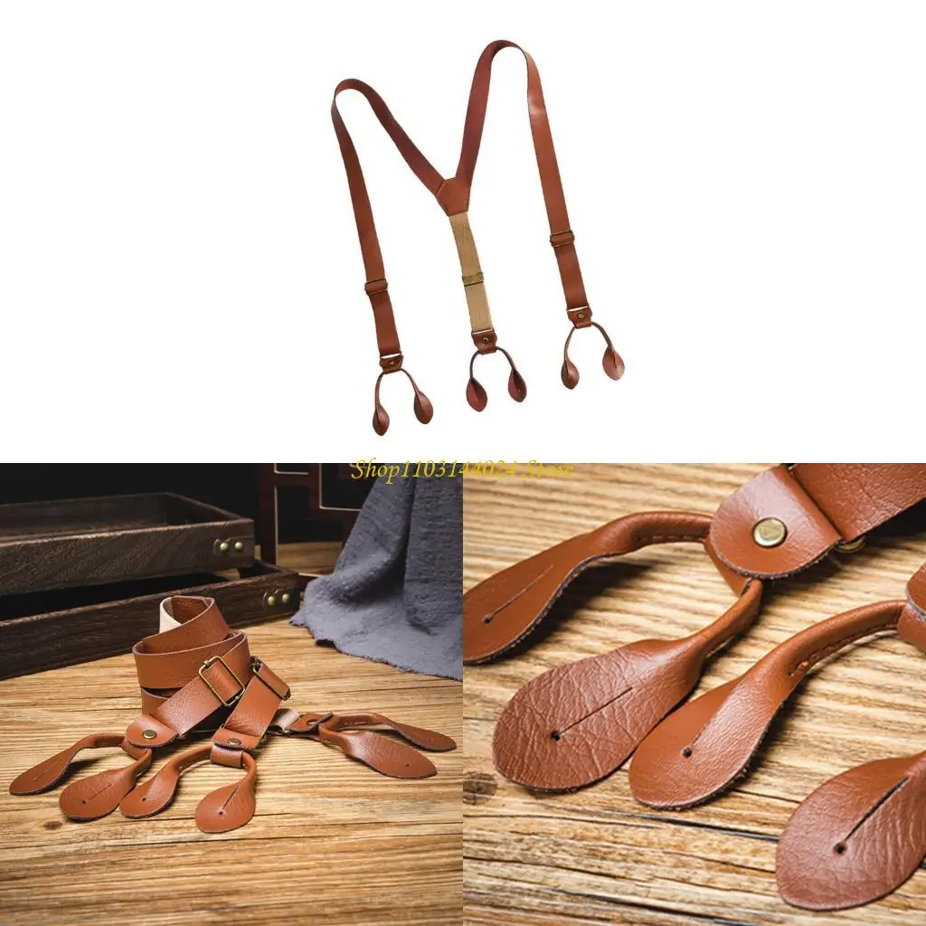 

N5KE Adjustable Suspenders Classical PU Suspenders Perfect for Casual Occasion Upgraded Outfit for Carnivals Party